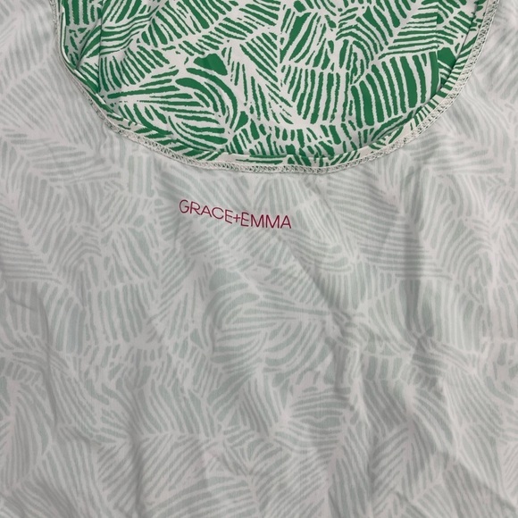NWT GRACE + EMMA JUNGLE OASIS ONE PIECE SWIM green and white print pearls Med - Picture 13 of 13